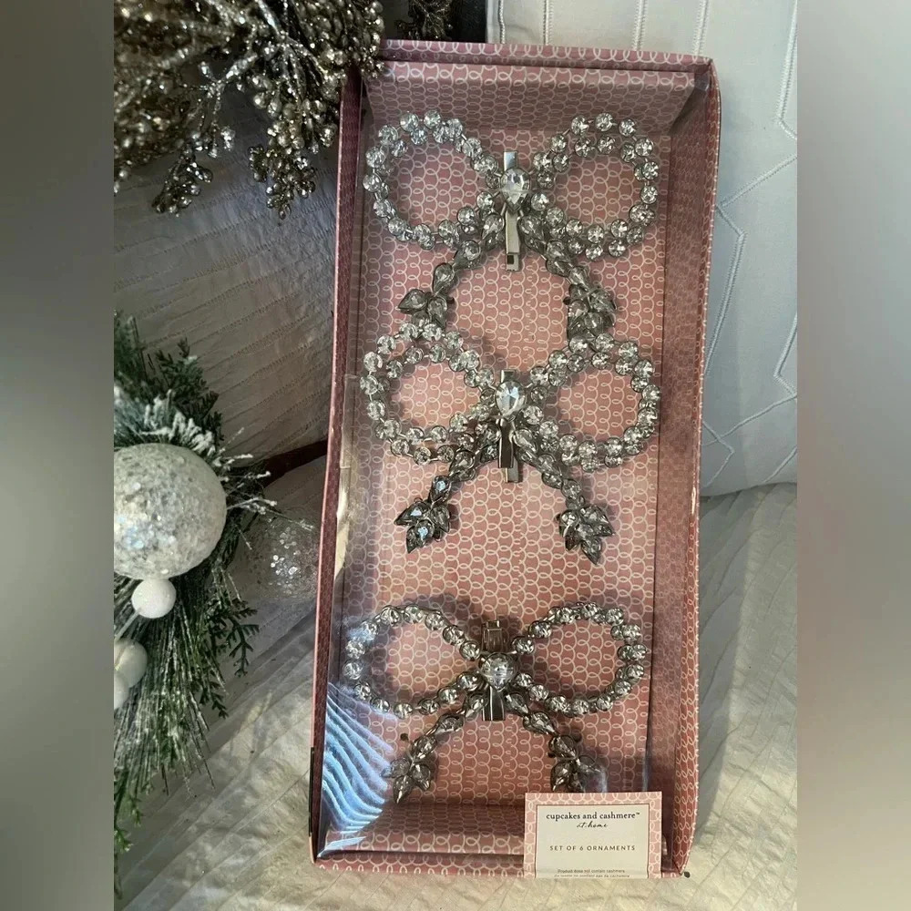 Cupcakes and Cashmere set of 6 bow ornaments - see video